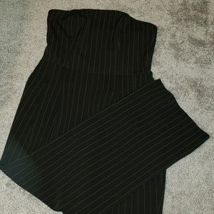 Spiegel Pinstripe Strapless Wide Leg Jumpsuit